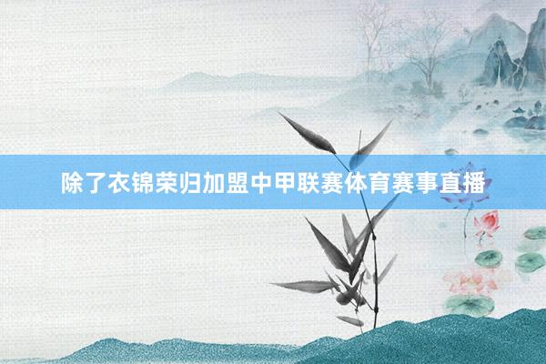 除了衣锦荣归加盟中甲联赛体育赛事直播