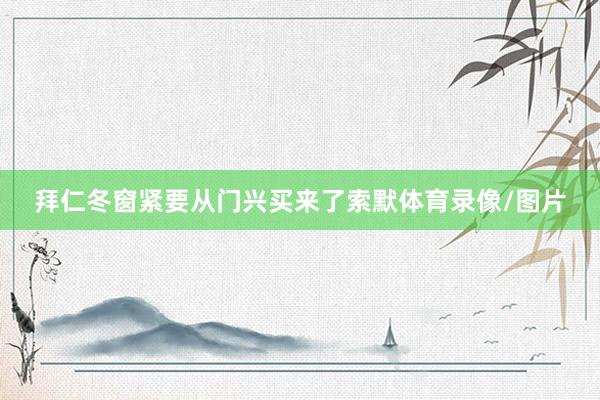 拜仁冬窗紧要从门兴买来了索默体育录像/图片