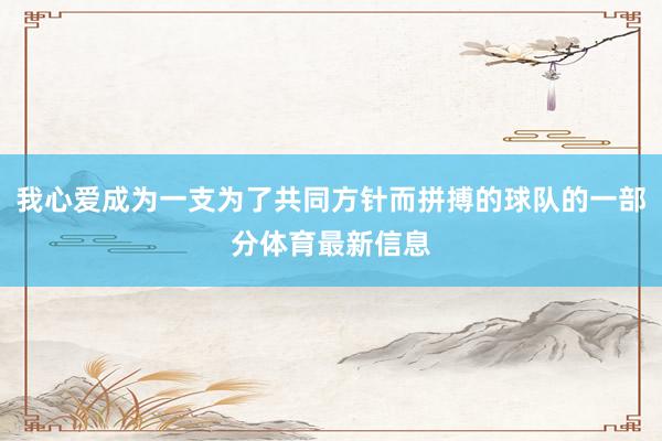 我心爱成为一支为了共同方针而拼搏的球队的一部分体育最新信息