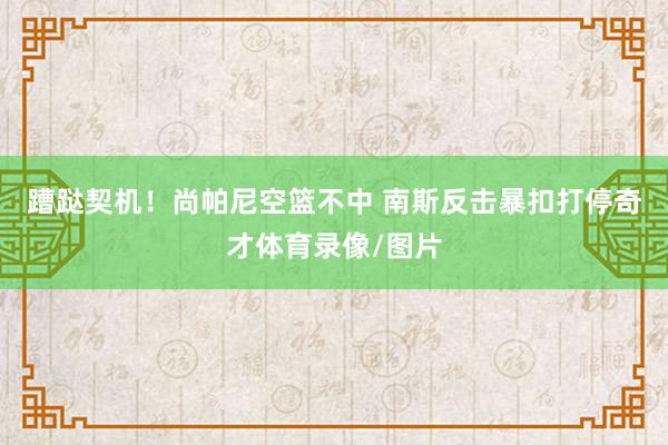 蹧跶契机！尚帕尼空篮不中 南斯反击暴扣打停奇才体育录像/图片