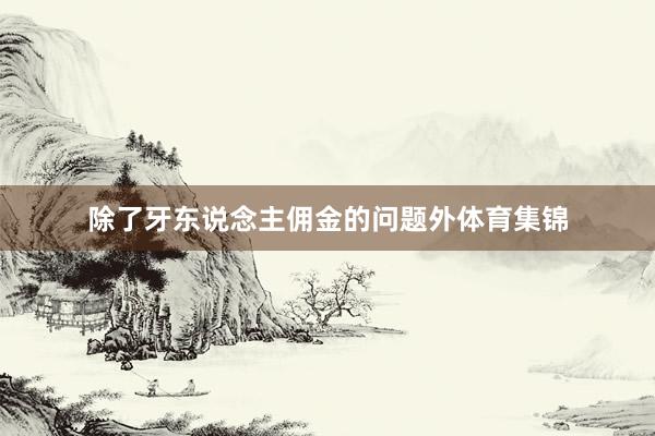 除了牙东说念主佣金的问题外体育集锦