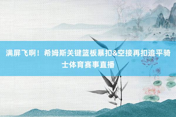 满屏飞啊！希姆斯关键篮板暴扣&空接再扣追平骑士体育赛事直播