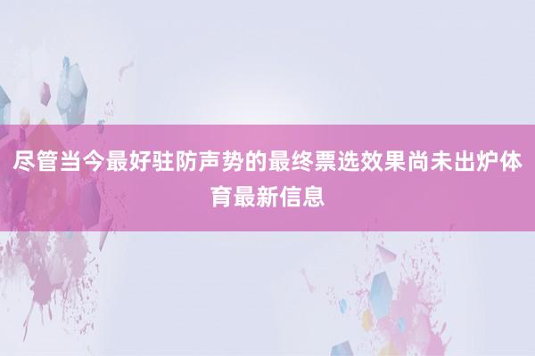 尽管当今最好驻防声势的最终票选效果尚未出炉体育最新信息