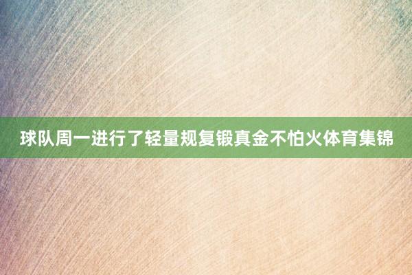 球队周一进行了轻量规复锻真金不怕火体育集锦