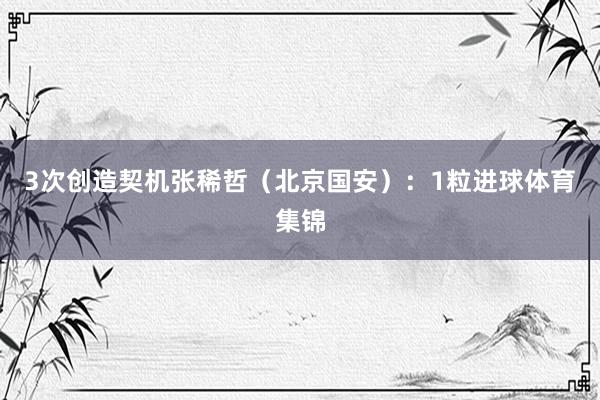 3次创造契机张稀哲（北京国安）：1粒进球体育集锦