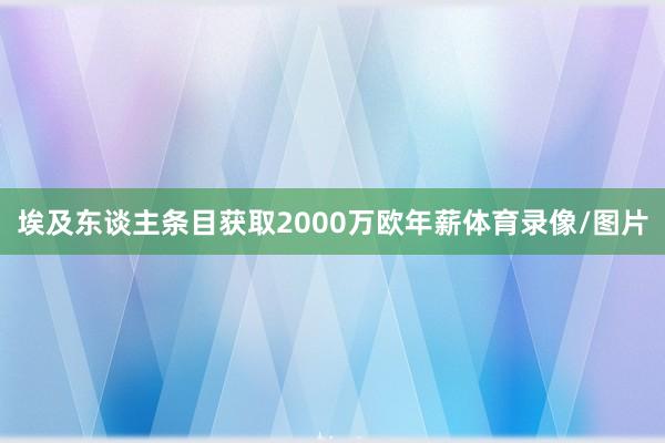 埃及东谈主条目获取2000万欧年薪体育录像/图片